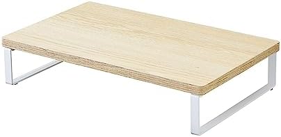 Lihit Lab A8003-35 Computer Stand, Monitor Stand, Wood Grain Style, MDF Tabletop, Compact, Natural, Width 15.4 x Depth 9
