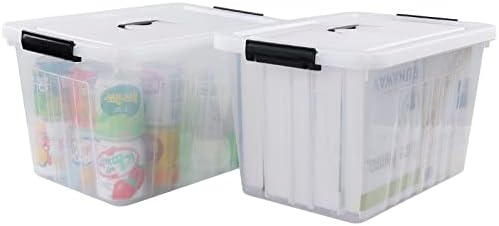 Wekioger 22 Quart Plastic Latching Container Box with Lid, Set of 4, Clear