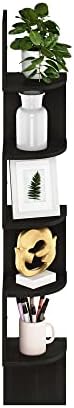 Furinno Rossi 5-Tier Black Floating Corner Shelf for Wall, Corner Zigzag Shelf Wall Mounted, Radial Wall Mount Shelves, 
