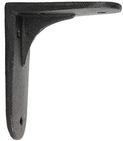 NACH Decorative Shelf Brackets, 2 Pack of 4.3 x 2 x 3.5 inch, Black Cast Iron Shelving Brackets - Metal Shelf Supports- 