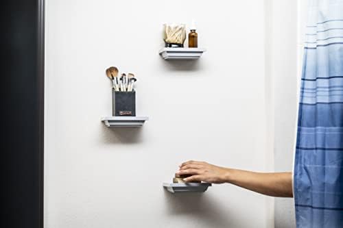Small Floating Wall Shelf, Mini 4 x 6 in, Gray - 3 Pack