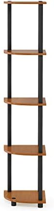 Furinno TURN-N-TUBE Corner Shelf, 5-Tier Corner Bookshelf, Open Storage Shelves, for Organization and Storage, Living Ro