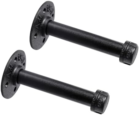 3/4" Industrial Black Iron Pipe Shelf Brackets, Rustic Wall Mounted DIY Shelving Brackets Hanging Custom Pipe Brackets f