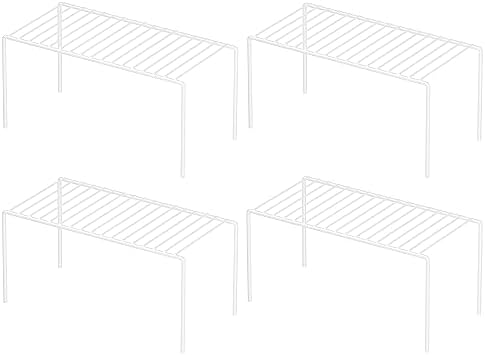 Redrubbit 4 Pack(10.6 x 5.1 Inch) Cabinet Storage Shelf Rack, Rustproof Kitchen Counter and Cabinet Shelf, Small Storage