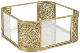 Serene Spaces Living 7" Aurea Mirror Tray, Gold Square Glass Tray - Elegant Decorative Centerpiece for Home, Parties, We