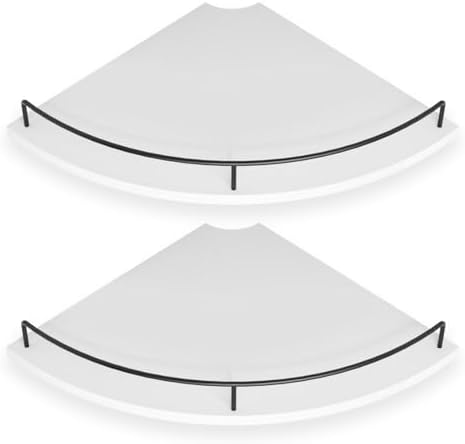 Corner Floating Shelves, Rustic Brown Wood, Set of 2, Wall Mount Storage with Guardrail for Bathroom Kitchen Living Room