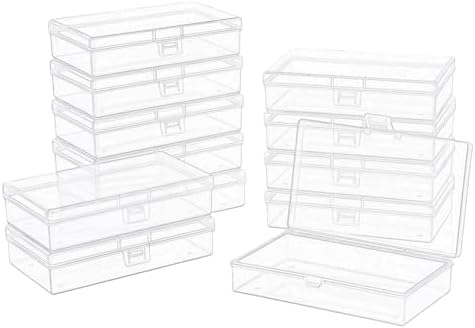 LJY 12 Clear Plastic Boxes, 5.3 x 3.1 x 1.2 in for Office Supplies