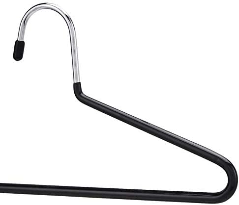 Amazon Basics Non-Slip Trouser/Slack Hangers, Pants Closet Organizer with Easy Slide Design, Metal with Rubber Coating, Black/Silver, 30-Pack