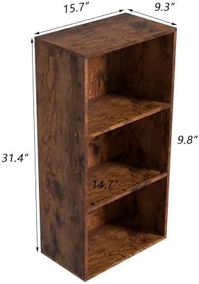 Wooden 3 Cube Storage Organizer, 3 Tier Low Bookcase Freestanding Storage Display Organizer,Versatile Cubes Shelf and Cu