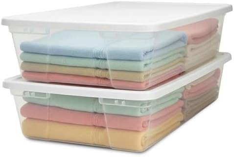 HOMZ Snaplock, Large Clear Plastic Storage Organizer Bins w/Lids, 2 Pack