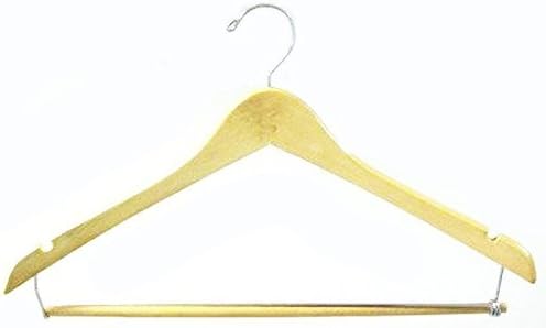 Natural Finish Wood Suit Hanger with Locking Bar (Set of 5)