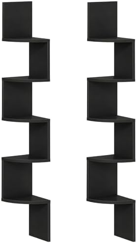 HOOBRO Corner Shelf Wall-Mounted, Set of 2 Floating Corner Shelves for Wall