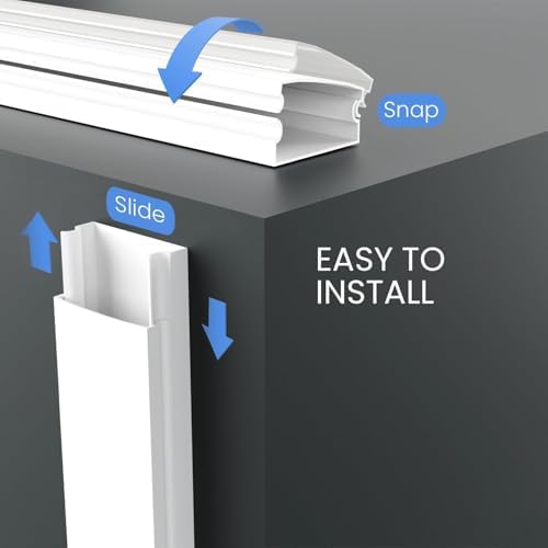 EVEO Cord Hider - 300” Cord Cover Wall Cable Hider, Cable Concealer, Wire Hiders for TV on Wall. Cable Management, Cord 