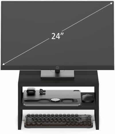 Furinno CLASSIC Monitor Stand Riser Set of 2, 15.7" Wide Dual Monitor Riser, Stackable Separable Laptop Stand for Desk, 