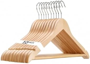 Premium Wood Like Hangers 10 Pack - Durable & Slim Coat Hanger - Suit Hangers with 360-Degree Rotatable Hook Hangers wit