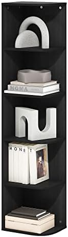 Furinno PASIR Book Shelf, 5-Tier Corner Bookshelf with Open Shelf, Standing Bookcase, 9.3 x 12 x 51.7, for Organization 