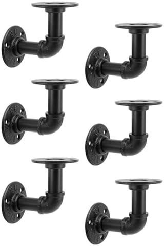 NearMoon Industrial Pipe Iron Shelf Brackets-Wall Mounted DIY Rustic Pipe Metal Brace Brackets, Vintage Farmhouse Décor 