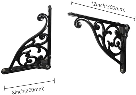 Heavy Duty Solid Stand,12 Inch 4 Pack Black,Right Angle Wall Panel Support Bracket,Decorative Shelf Bracket,Heavy Duty V