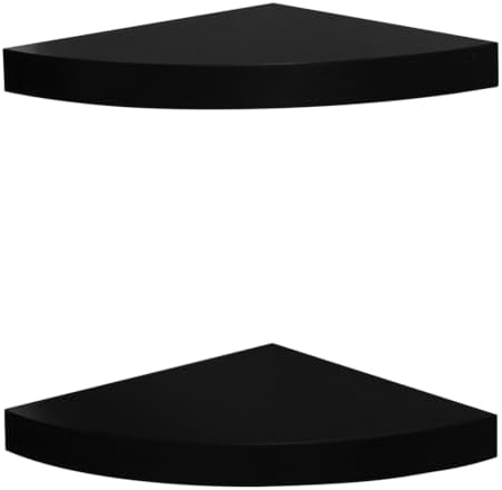 AHDECOR Black Corner Shelves, Modern Floating Corner Shelf for Space-Saving Storage in Bathroom, Bedroom, Kitchen, and M