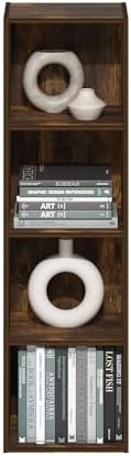 Furinno PASIR Book Shelf, 4-Tier Modern Bookshelf, Open Shelves Bookcase 9 x 12 x 42, Easy Assembly, for Living Room, Be