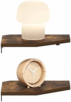 Furinno Rossi Hexagon Floating Shelves for Wall, Set of 2 Geometric Corner Shelf, Wall Mounted Shelves for Bathroom, Hom