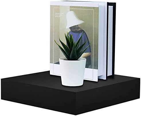 WELLAND 9 1/4 inch Black Mission Floating Shelves for Wall, Bathroom Wall Mount Shelves, Wood Modern Display Shelves, Bo