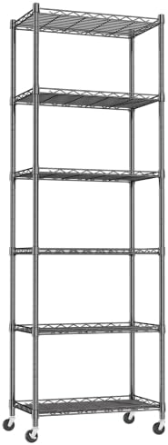 REGILLER 6 Wire Shelving Steel Storage Rack Adjustable Unit Shelves for Laundry Bathroom Kitchen Pantry Closet(Black,11.