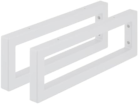 Relaxdays Wall Bracket, Set of 2, 45 cm, Steel, Shelf Brackets for Washbasin & Wall Shelf, Rectangular Shelf Console, Wh