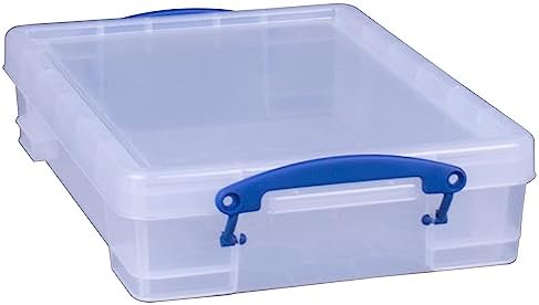 Really Useful Box 4 Liter Plastic Stackable Storage Container w/Snap Lid & Built-In Clip Lock Handles for Home & Office 
