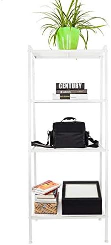 Industrial Ladder Shelf, 4-Tier Bookshelf, Storage Rack Shelves, Bathroom, Living Room, Metal Frame, White