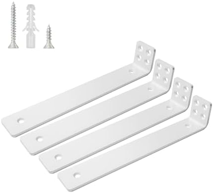 Shelf Brackets 10 inch, Heavy Duty Shelf Bracket 4 Pack L Brackets White Metal Wall Bracket for Shelves Support Bracket 
