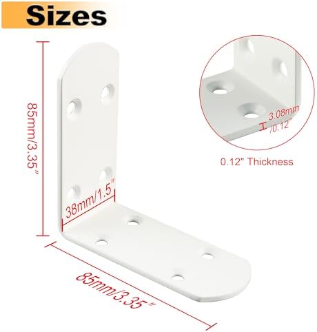 Alise White 4 Pcs L Brackets, Small Corner Brackets for Wood Furniture