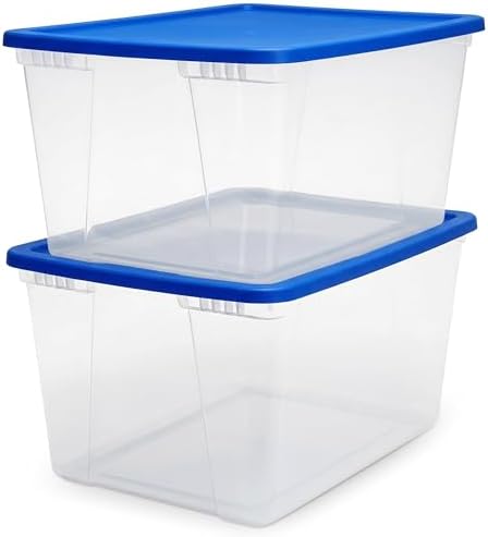 HOMZ Snaplock, Large Clear Plastic Storage Organizer Bins w/Lids, 2-Pack