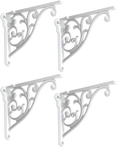 Shelf Brackets 4 Inch 4 Pack Heavy Duty White Wall Bracket Victorian Kitchen Decorative Rack Shelves, Shelf Bracket Avai