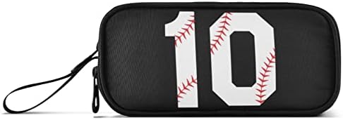 Fisyme Baseball White Number Custom Text Pencil Case Large Capacity Pen Box Makeup Pouch Holder Organizer Stationery Personalized Bag for School Office College Traval
