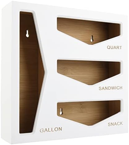 Bamboo Bag Storage Organizer for Kitchen Drawer, Baggie organizer, Compatible with Gallon, Quart, Sandwich and Snack Var