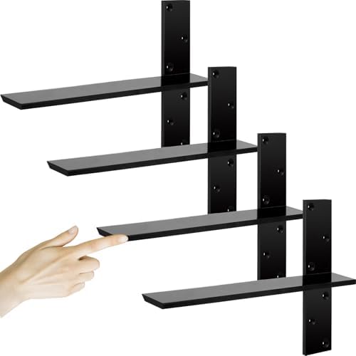 3/8" Thick Heavy-Duty Floating Shower Bench Brackets -18" L x 2.5" W Wall Mount Bracket, Free Hanging T Shelf Support Br
