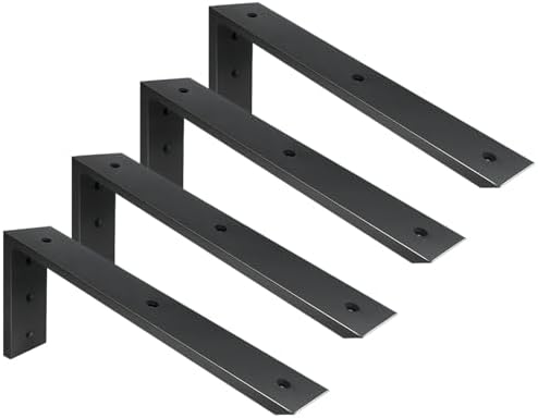 WINKER Countertop Support Bracket 4 Pack Heavy Duty 1/2" Thick Hidden L Shelf Bracket 18" x 8" x 2.5" Metal Corbels for 