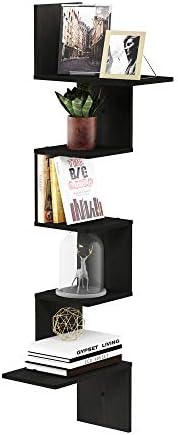 Furinno Rossi 5-Tier Corner Floating Shelves for Wall, Espresso