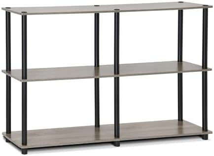 Furinno Turn-N-Tube Toolless Assembly Storage Shelves, 3-Tier 47.4 Inch Book Shelf, Corner Shelf, for Organization and S
