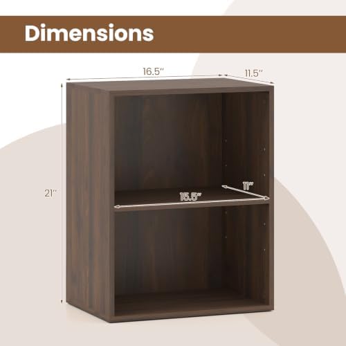 Tangkula 2-Cube Bookcase, Floor Standing Open Bookshelf, 5-Position Adjustable Shelf, Modern Display Shelf, Anti-Topplin