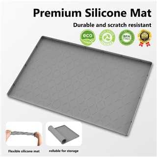 MateeyLife Silicone Mat Waterproof 12"X19", Ideal for Dog and Cat Food Mat, Dog Bowl Mats for Food and Water, Pet Placemat with Lip for Messy Drinkers to Protect Floor, Dark Grey