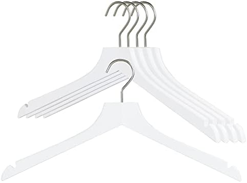MAWA by Reston Lloyd, European Wooden Hanger, Beech Wood Straight Hanger with Shoulder Notches, Rotating Chrome Hook, Wh