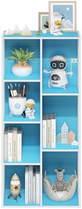 Furinno LUDER Book Shelf, 7-Cube Bookshelf, Bookcase with Open Shelves, 9.4 x 19.5 x 41.7, Easy Assembly, for Living Roo