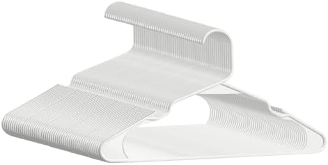 Plastic Hangers - 50 Pack, Space Saving, Durable, White Hangers for Everyday Use and Dorm Room Essentials