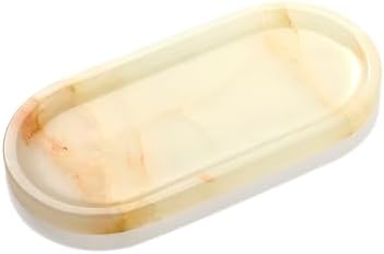 Natural Marble Decorative Tray for Countertop Organizer,Vanity Tray Trays for Jewelry Perfume Candle, Luxury Oval Stone 