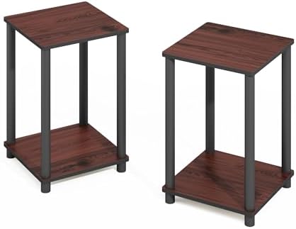 Furinno Turn-N-Tube Set of 2 Toolless 2-Tier Book Shelf, Dark Cherry