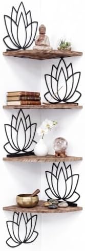 4 Tier Black Lotus Wall Mount Corner Shelves Floating Corner