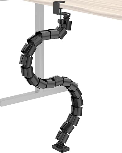 Clamp-On Cable Management Spine, No-Drill Vertebrae Wire Hider for Glass & Wood Standing Desks, Tool-Free Adjustable Des