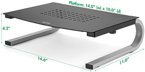 Allsop Redmond Monitor Stand, Holds 40 lbs with Keyboard Storage Space - Black (29248)